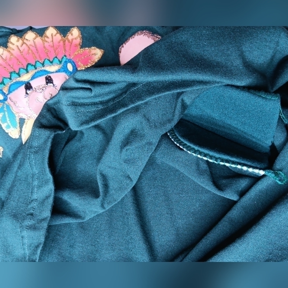 VTG 80s Thanksgiving Women's Plus OS Shirt Green Shoulder Pads Facade USA NWOT - Picture 7 of 9
